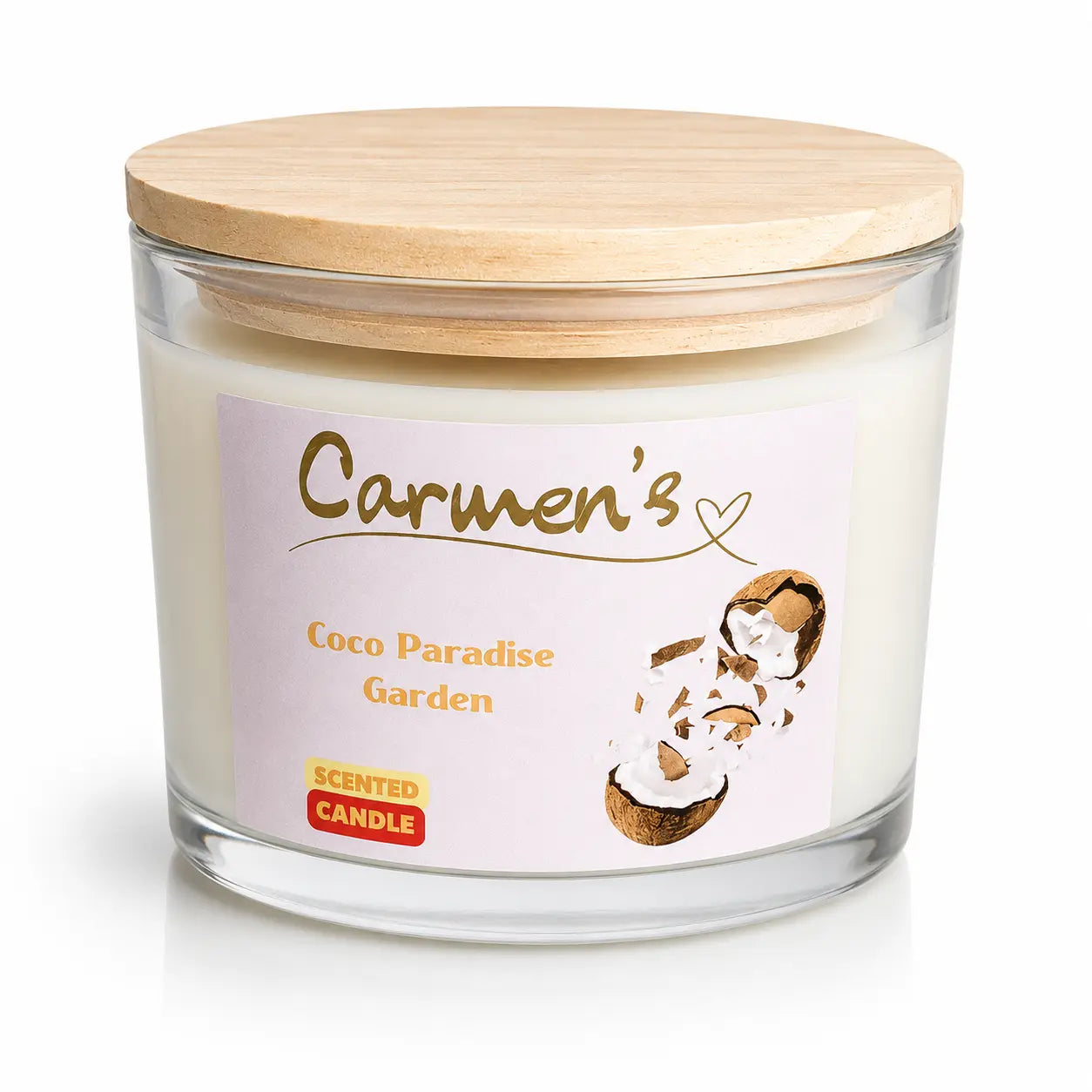 Carmen’s Coco Paradise Garden – Luxus Kokos-Duftkerze mit Holzdocht (ca. 840g)