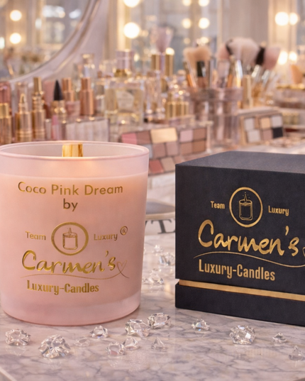 Coco Pink Dream – Handcrafted coconut wax candle with Coconut Bay fragrance in luxury glass