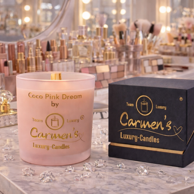 Coco Pink Dream – Handgefertigte Kokoswachs Kerze mit Coconut Bay Duft im Luxusglas