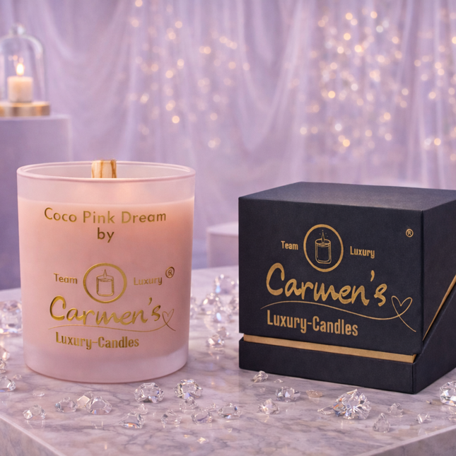 Coco Pink Dream – Handgefertigte Kokoswachs Kerze mit Coconut Bay Duft im Luxusglas