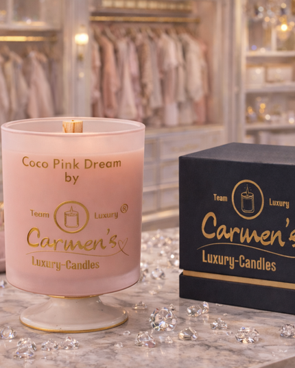 Coco Pink Dream – Handcrafted coconut wax candle with Coconut Bay fragrance in luxury glass