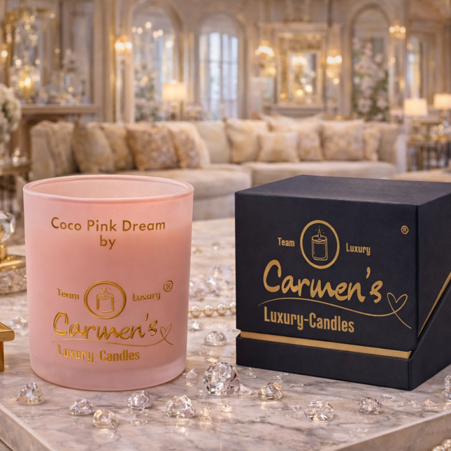 Coco Pink Dream – Handgefertigte Kokoswachs Kerze mit Coconut Bay Duft im Luxusglas