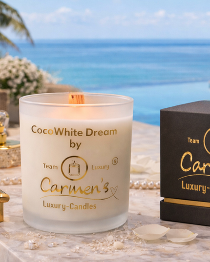 Coco White Dream – Handcrafted Coconut Wax Candle with Coconut Bay Fragrance in Luxury Glass