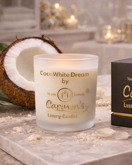 Coco White Dream – Handcrafted Coconut Wax Candle with Coconut Bay Fragrance in Luxury Glass