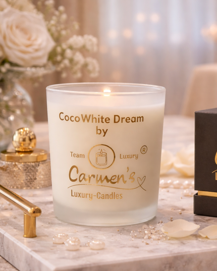Coco White Dream – Handcrafted Coconut Wax Candle with Coconut Bay Fragrance in Luxury Glass