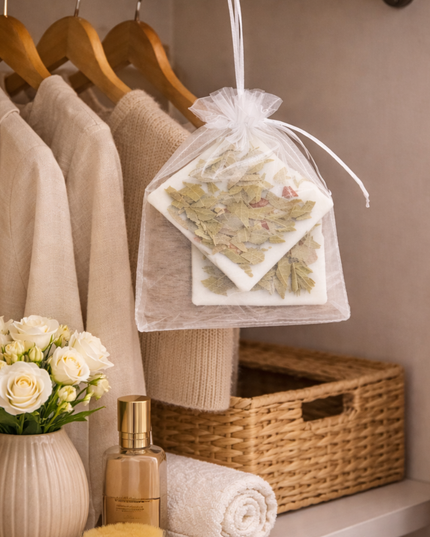 Natural scented wax tablets set of 2 – Organic soy wax with eucalyptus leaves