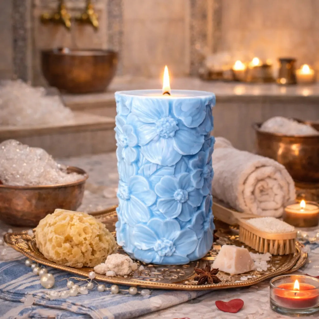 Sojawachs Duftkerze Floral Dream mit Vanilleduft im Blumen Design dekorative Aromakerze online kaufen