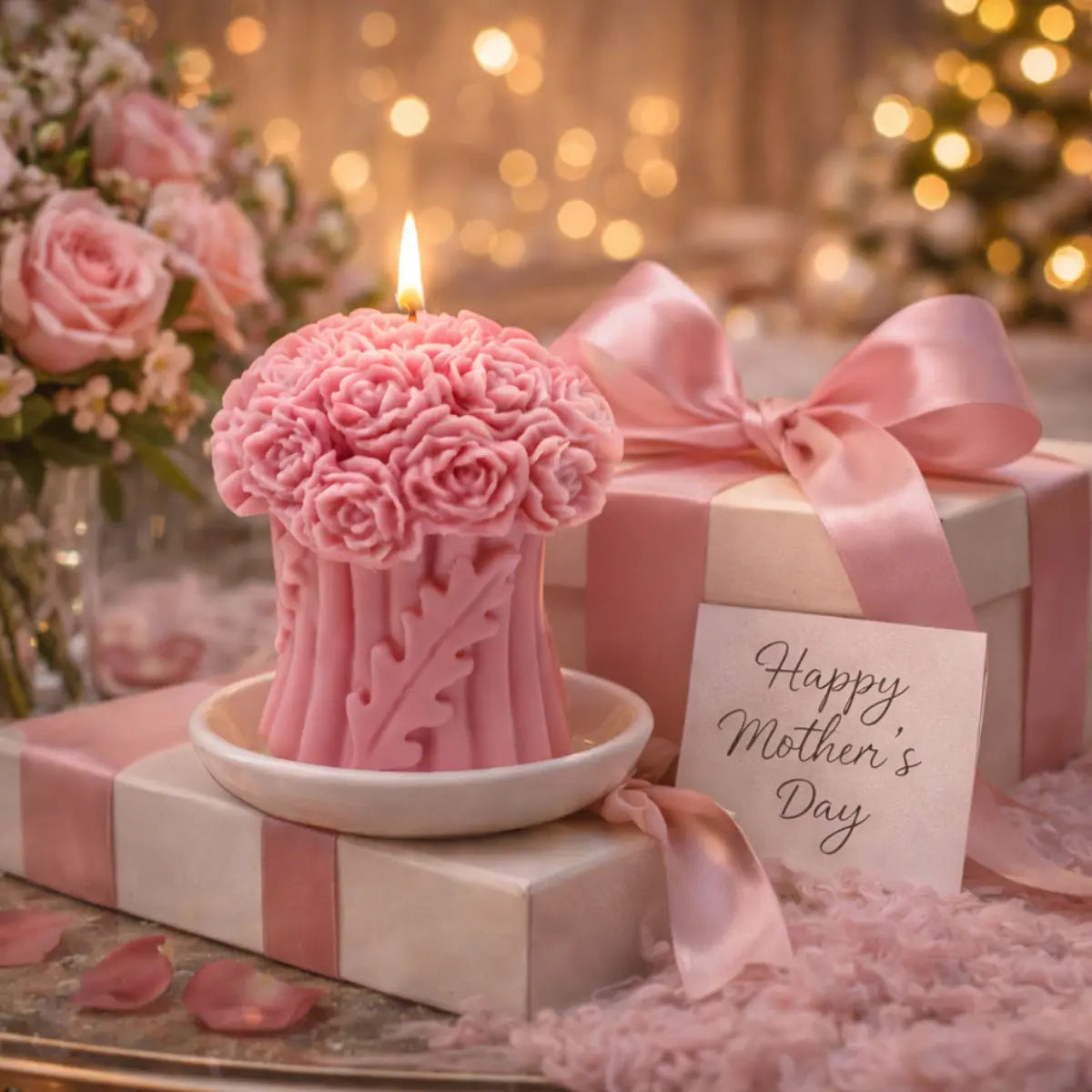 Sojawachs Duftkerze Flower Bouquet mit Vanilleduft im floralen Blumen Design online kaufen