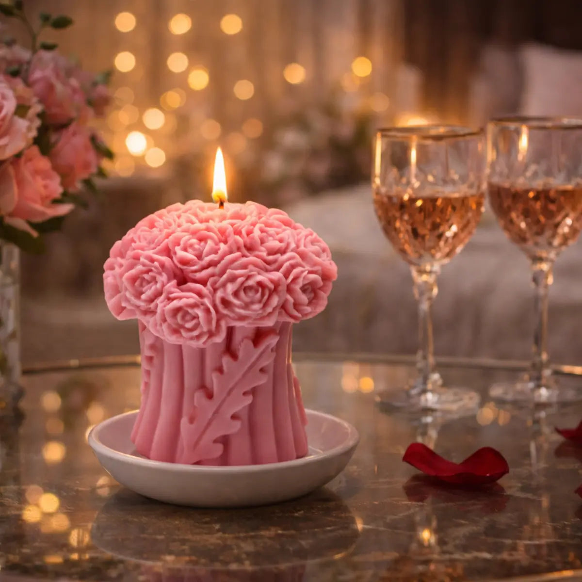 Sojawachs Duftkerze Flower Bouquet mit Vanilleduft dekorative Blumenkerze online kaufen