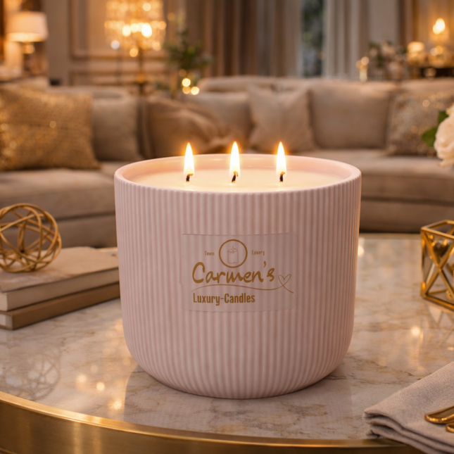 Luxurious Coconut Wax Scented Candle in a Ceramic Jar – Handgefertigte Kerze / Handmade Candle / Bougie artisanale / Lumânare artizanala