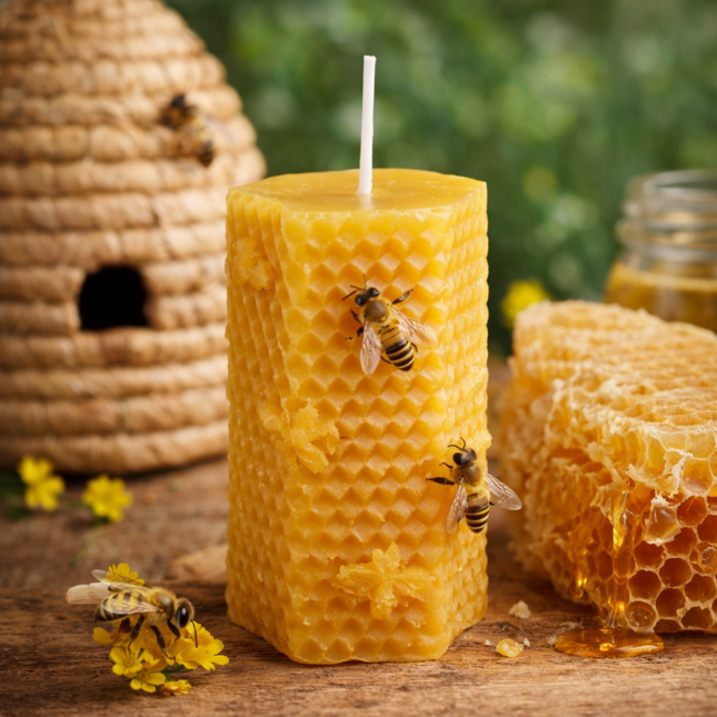 Honeycomb Glow 2er SET  – Handgefertigte Kerze aus natürlichem Bienenwachs