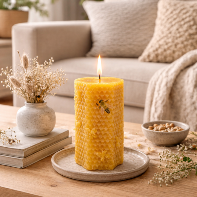 Honeycomb Glow 2er SET  – Handgefertigte Kerze aus natürlichem Bienenwachs