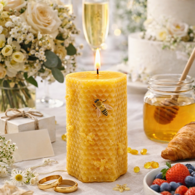 Honeycomb Glow 2er SET  – Handgefertigte Kerze aus natürlichem Bienenwachs