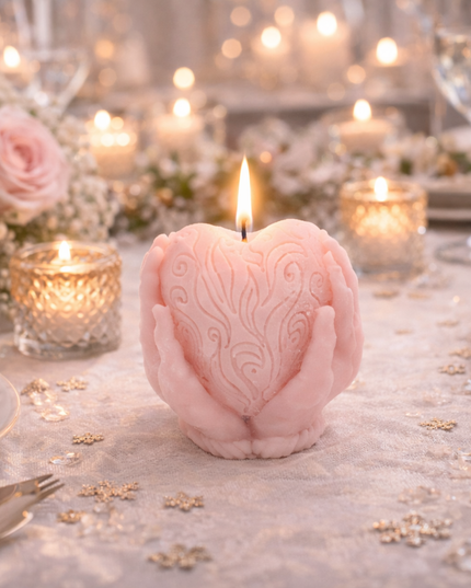 Hands Holding Heart design – Handcrafted candle / Handmade candle / Bougie artisanale / Lumânare artizanală / Vela artesanal