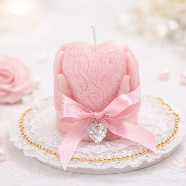 Hands Holding Heart Design – Handgefertigte Kerze / Handmade Candle / Bougie artisanale / Lumânare artizanală / Vela artesanal