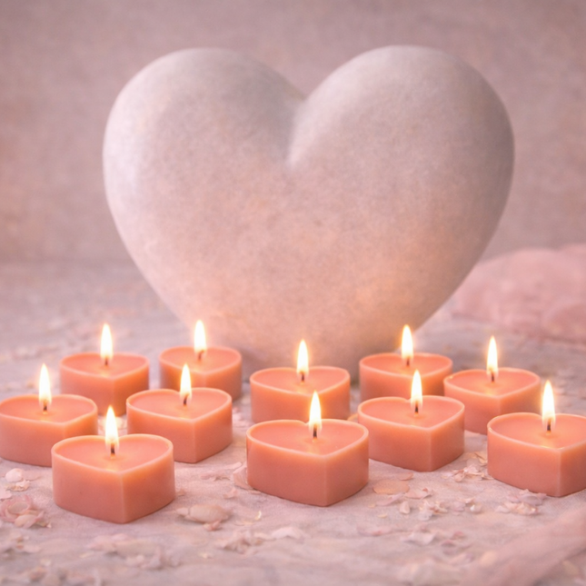 Love Heart Design 10er SET – Handgefertigte Kerze / Handmade Candle / Bougie artisanale / Lumânare artizanală / Vela artesanal