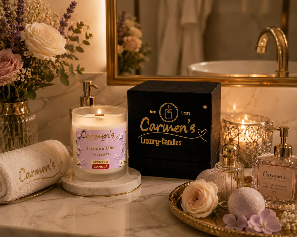 Carmen’s Jasmine Lilac Garden – Luxus Soja-Duftkerze mit Holzdocht (ca. 0,2kg)