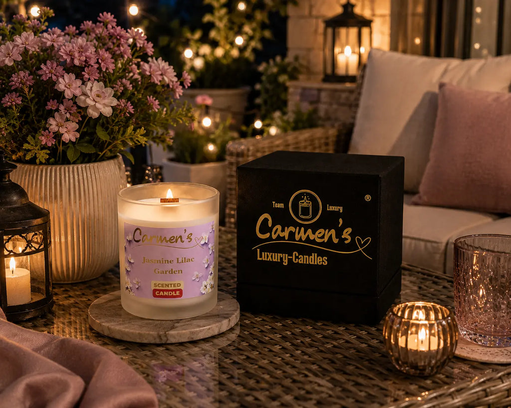 Carmen’s Jasmine Lilac Garden – Luxus Soja-Duftkerze mit Holzdocht (ca. 0,2kg)