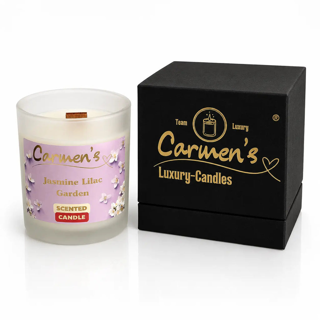 Carmen’s Jasmine Lilac Garden – Luxus Soja-Duftkerze mit Holzdocht (ca. 0,2kg)