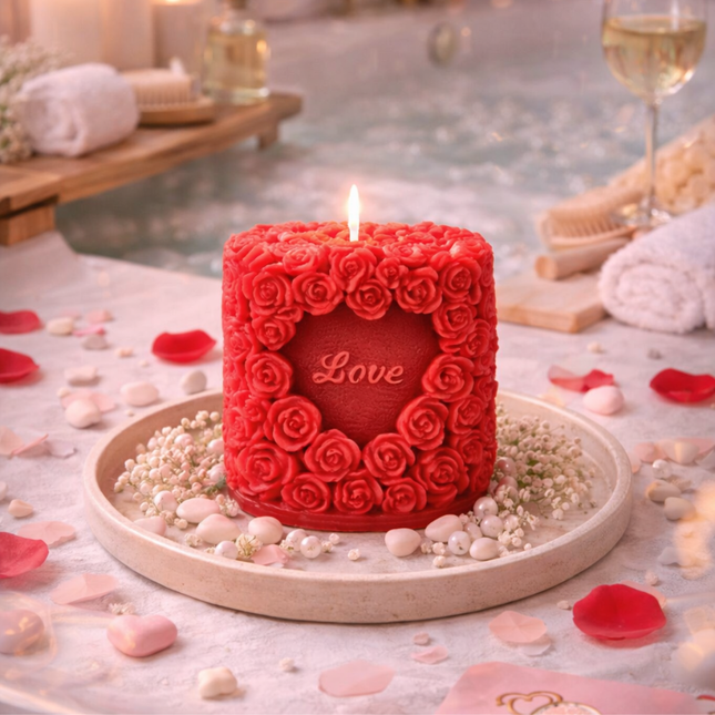 Blossoming Love  – Handgefertigte Kerze / Handmade Candle / Bougie artisanale / Lumânare artizanală / Vela artesanal