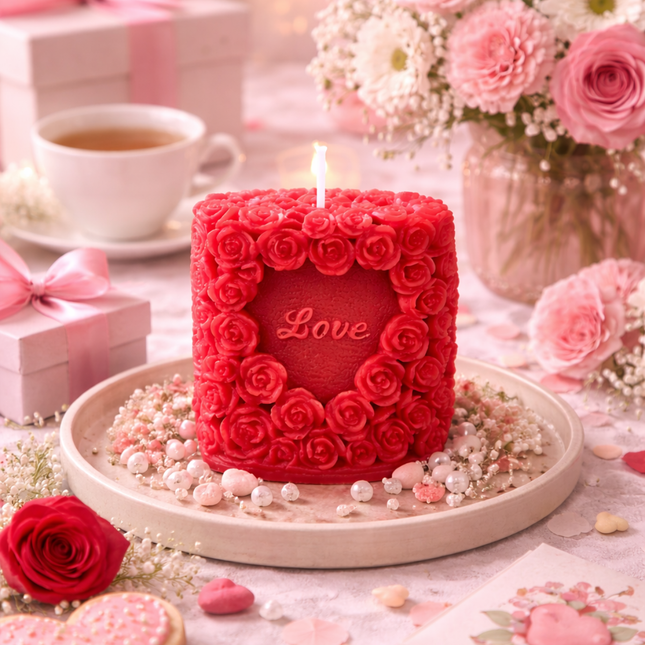 Blossoming Love  – Handgefertigte Kerze / Handmade Candle / Bougie artisanale / Lumânare artizanală / Vela artesanal