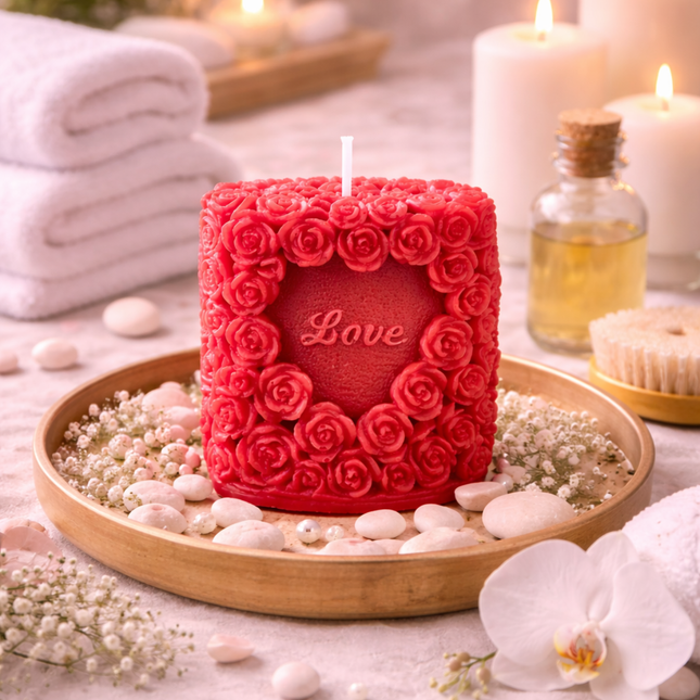 Blossoming Love  – Handgefertigte Kerze / Handmade Candle / Bougie artisanale / Lumânare artizanală / Vela artesanal