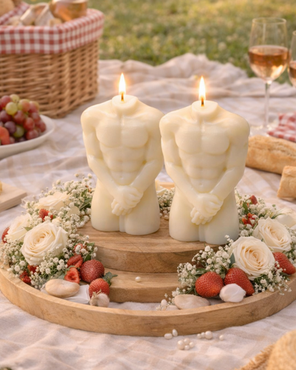 Man’s Torso 2-Piece Set – Handcrafted Candle / Handmade Candle / Bougie artisanale / Lumânare artizanală / Vela artesanal