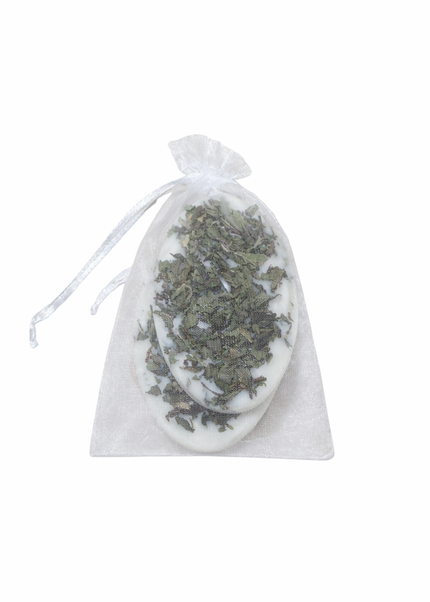 Natural scented wax tablets set of 2 – Organic soy wax with mint leaves