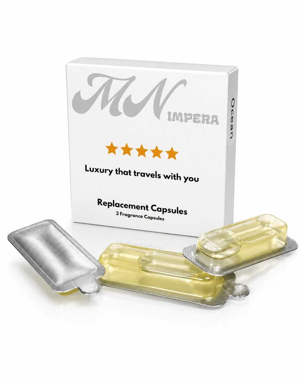 MN IMPERA Luxury Car Diffuser – Ocean Replacement Capsules (3 x 3 ml)