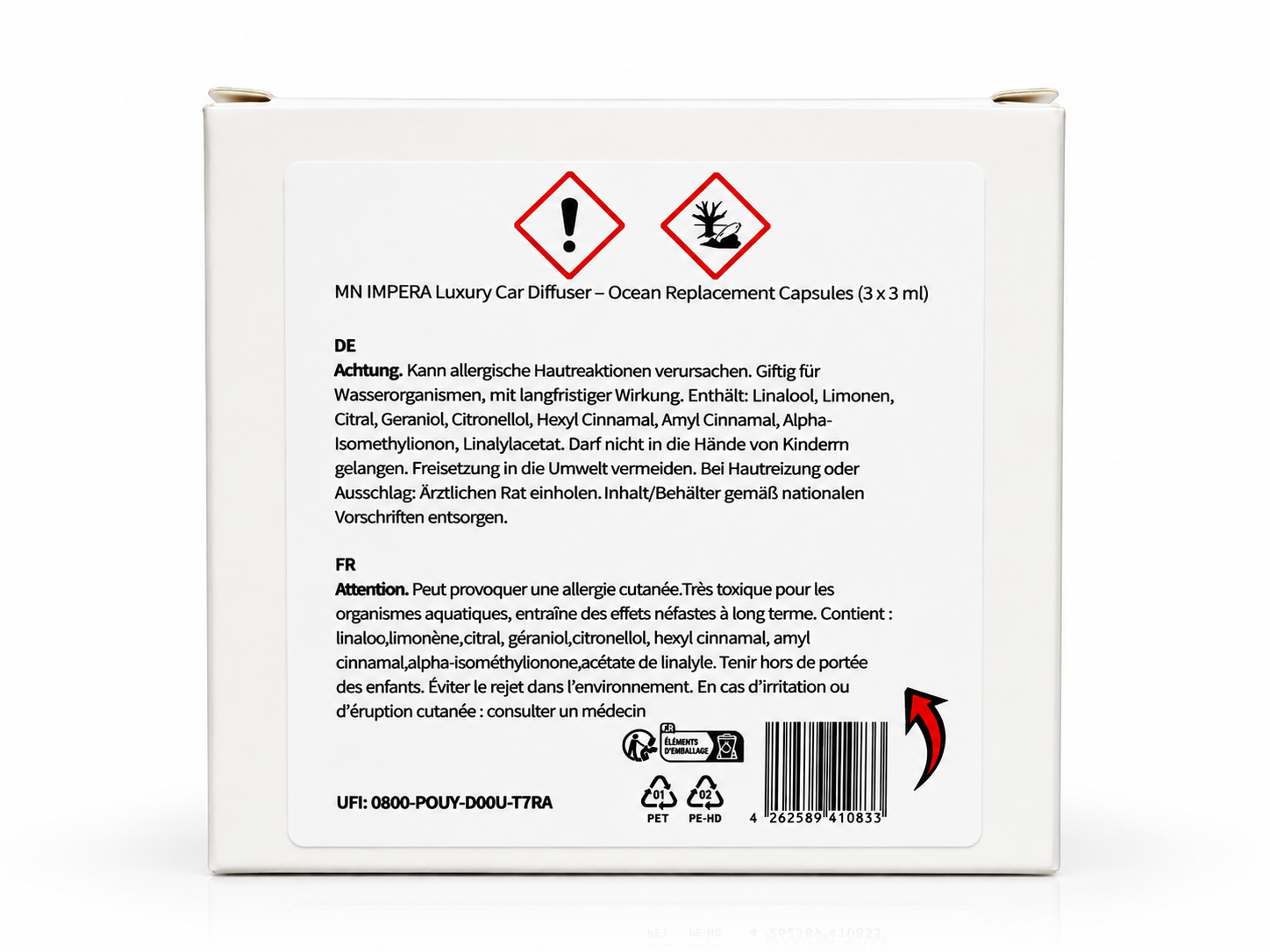 MN IMPERA Luxury Car Diffuser – Ocean Replacement Capsules (3 x 3 ml)