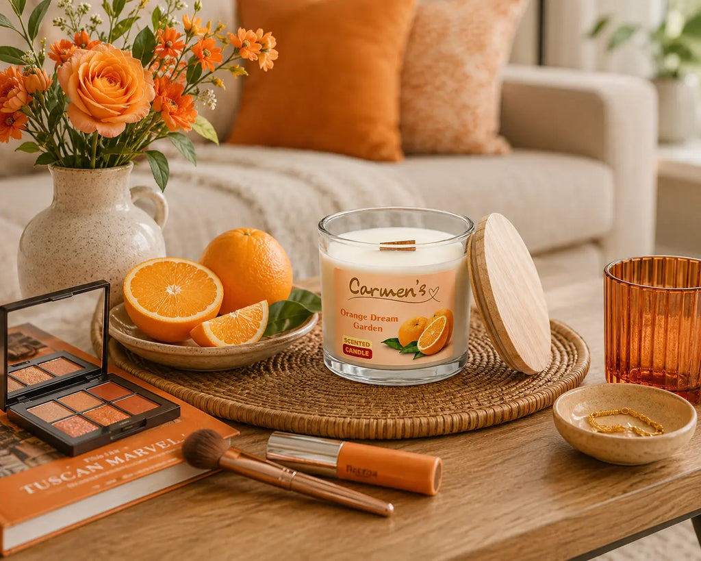 Carmen’s Orange Dream Garden – Luxus Soja-Duftkerze mit Holzdocht (ca. 840g)