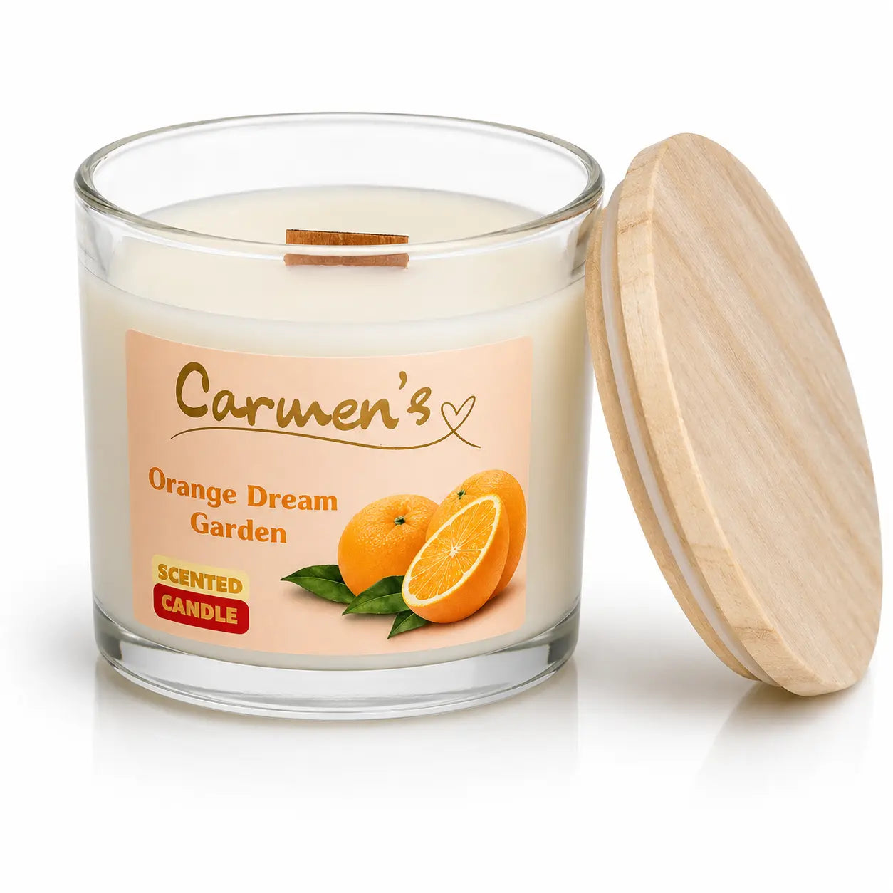 Carmen’s Orange Dream Garden – Luxus Soja-Duftkerze mit Holzdocht (ca. 840g)