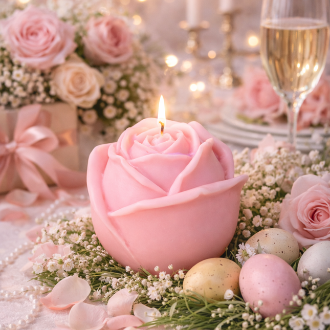 Rose Petal Design – Handcrafted Candle / Handmade Candle / Bougie artisanale / Lumânare artizanală / Vela artesanal