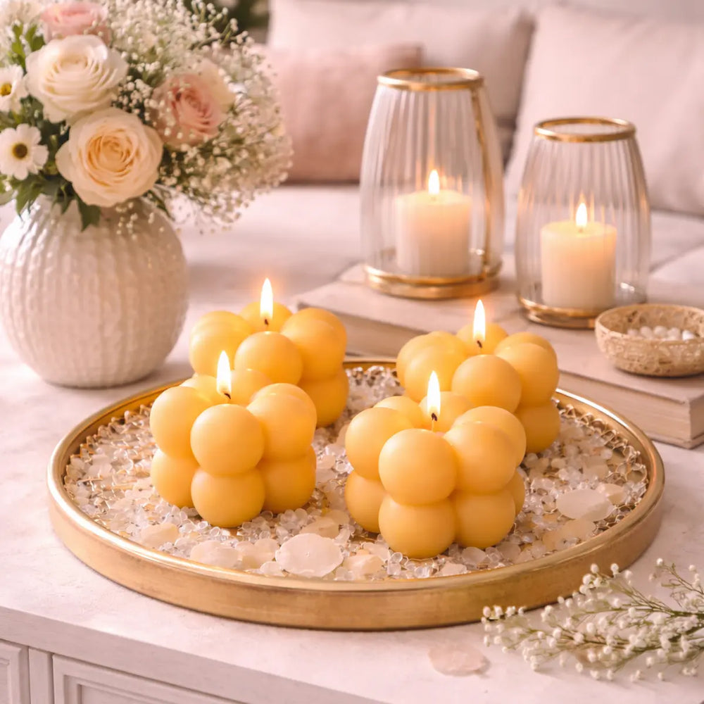 Sojawachs Bubble 4er Set Duftkerzen mit Vanilleduft Aromakerzen Premium online kaufen