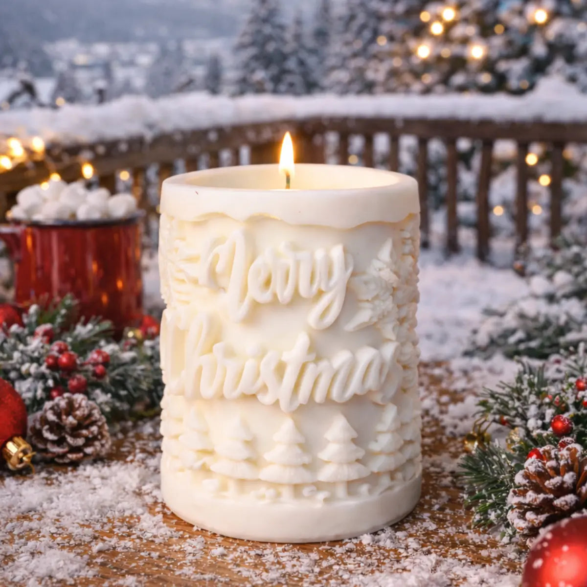 Sojawachs Duftkerze Christmas Relief mit Vanilleduft dekorative Weihnachtskerze online kaufen