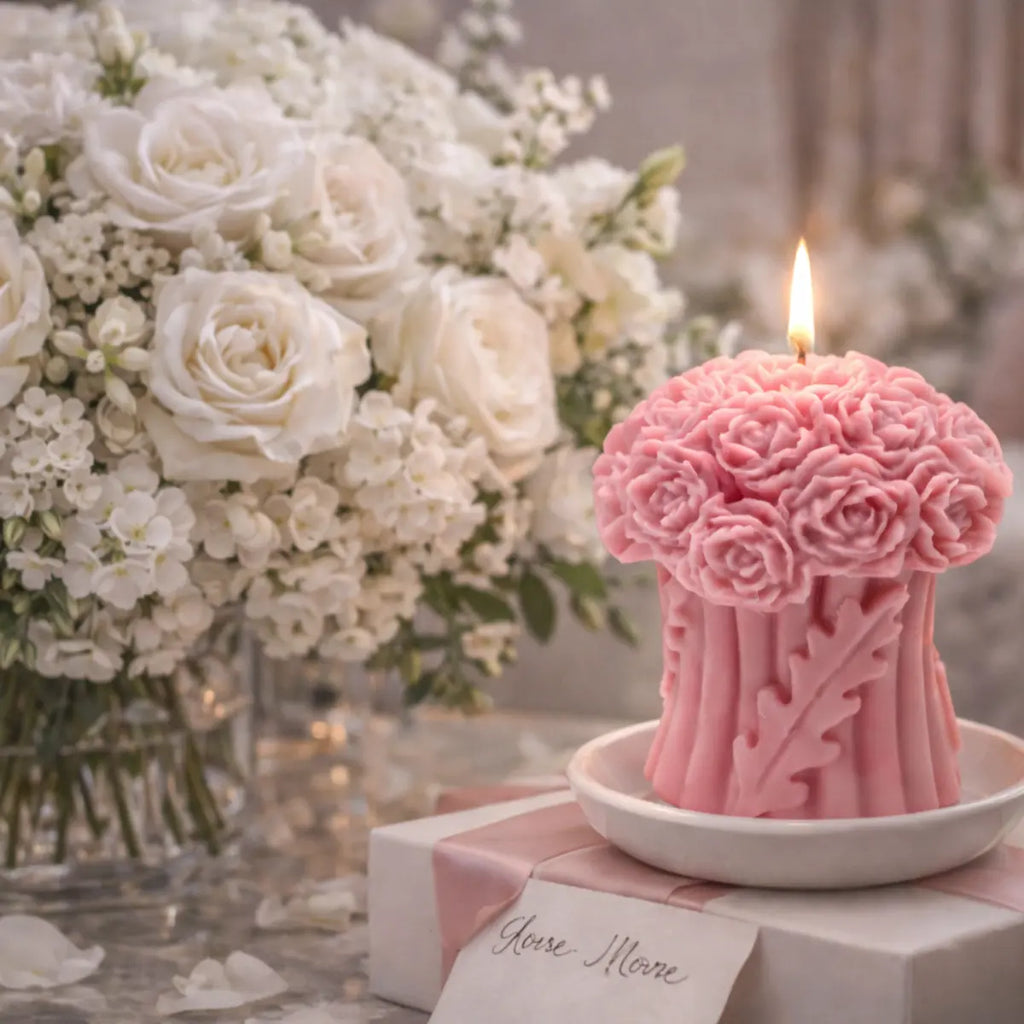 Sojawachs Duftkerze mit Vanilleduft im floralen Blumen Design dekorative Aromakerze online kaufen