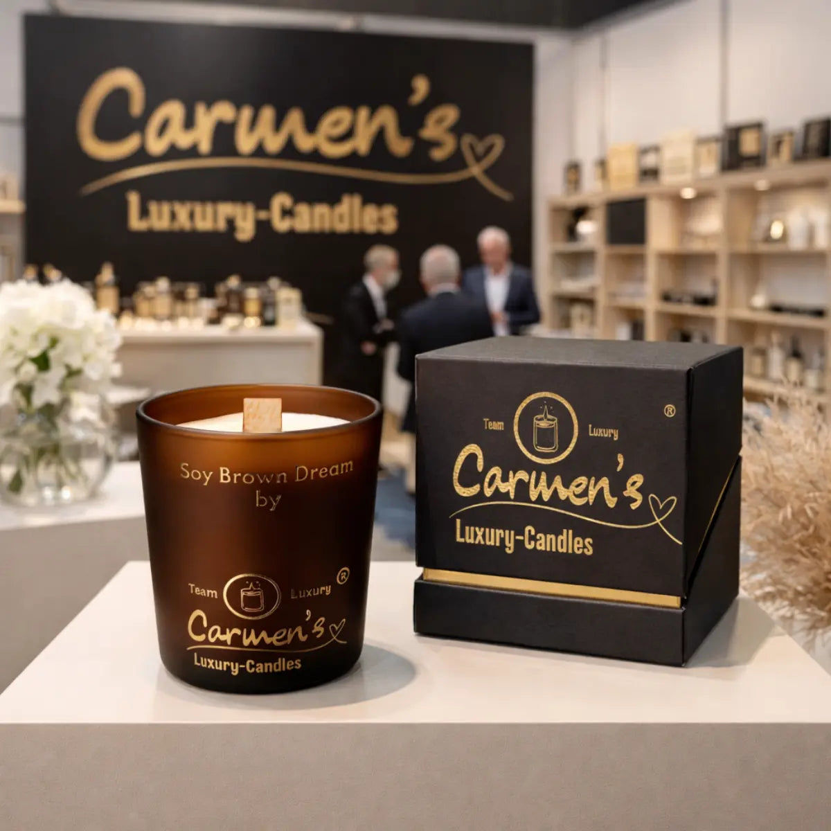 Sojawachs Duftkerze mit Vanilleduft im braunen Glas Luxus Aromakerze online kaufen