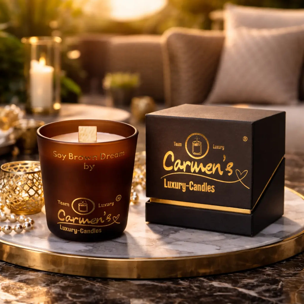Sojawachs Duftkerze mit Vanilleduft im braunen Glas Premium Aromakerze online kaufen