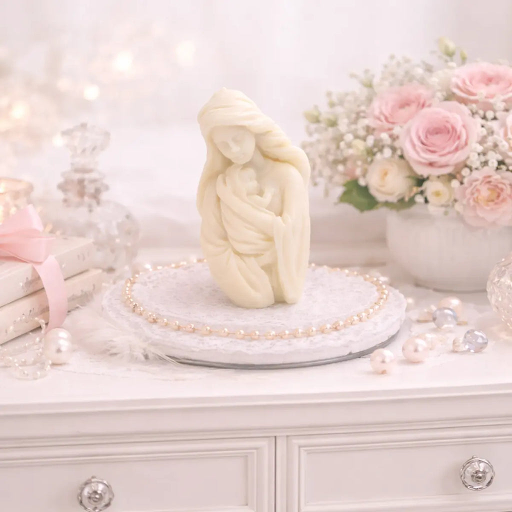 Sojawachs Duftkerze Mutter mit Kind Skulptur mit Vanilleduft edle dekorative Aromakerze online kaufen
