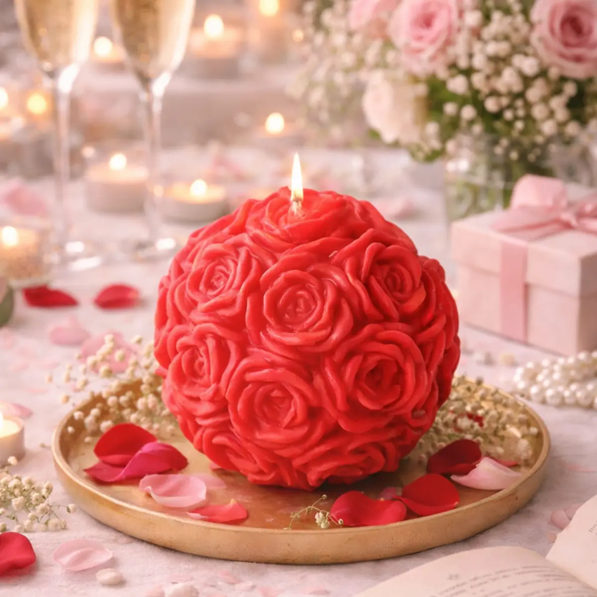 Sojawachs Duftkerze Passion Bloom mit Vanilleduft Blumenkugel Design dekorative Aromakerze online bestellen