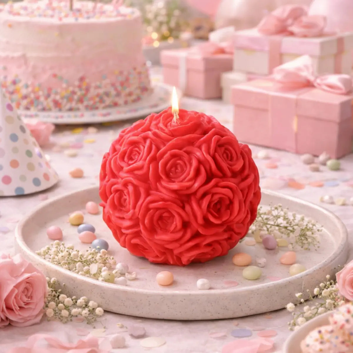 Sojawachs Duftkerze Passion Bloom mit Vanilleduft Rosenball Geschenkidee dekorative Aromakerze online bestellen