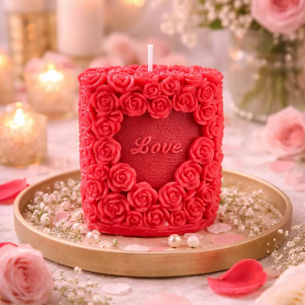Sojawachs Duftkerze mit Vanilleduft im Rosen Design Liebe dekorative Aromakerze online kaufen