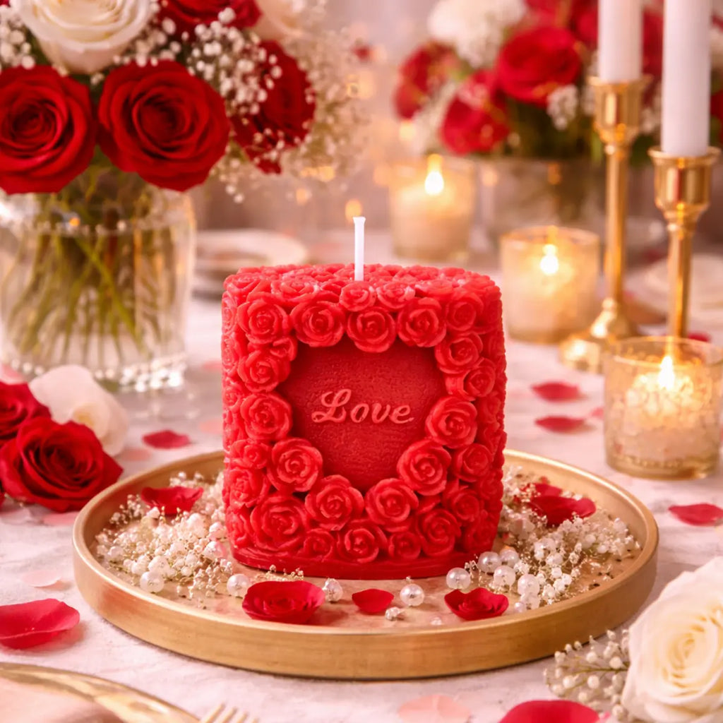 Sojawachs Duftkerze mit Vanilleduft Rosenkerze Liebe dekorative Aromakerze online kaufen