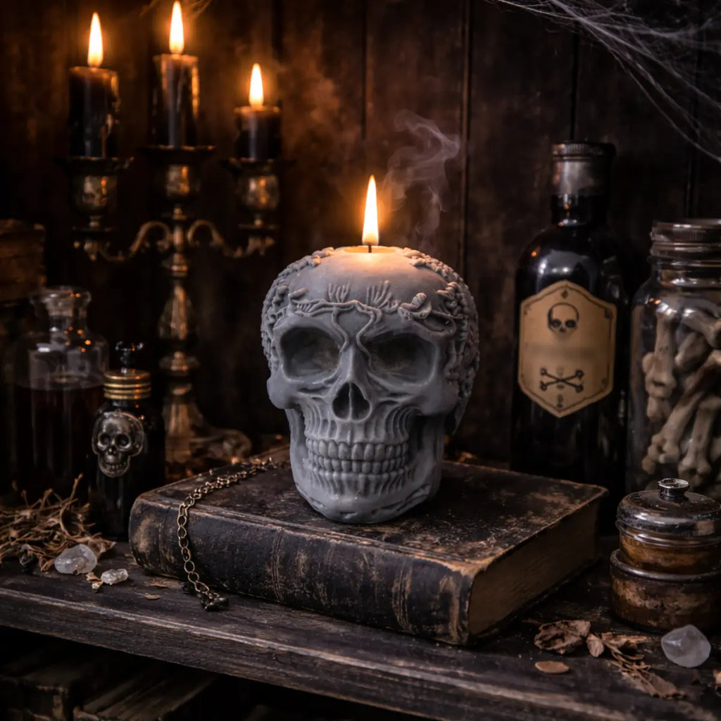 Sojawachs Duftkerze mit Vanilleduft im Skull Design dekorative Aromakerze online kaufen