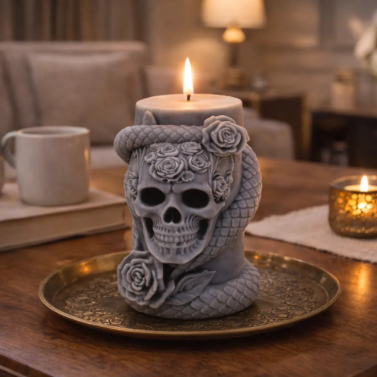 Sojawachs Duftkerze mit Vanilleduft Skull Schlange Deko Kerze Aromakerze online kaufen