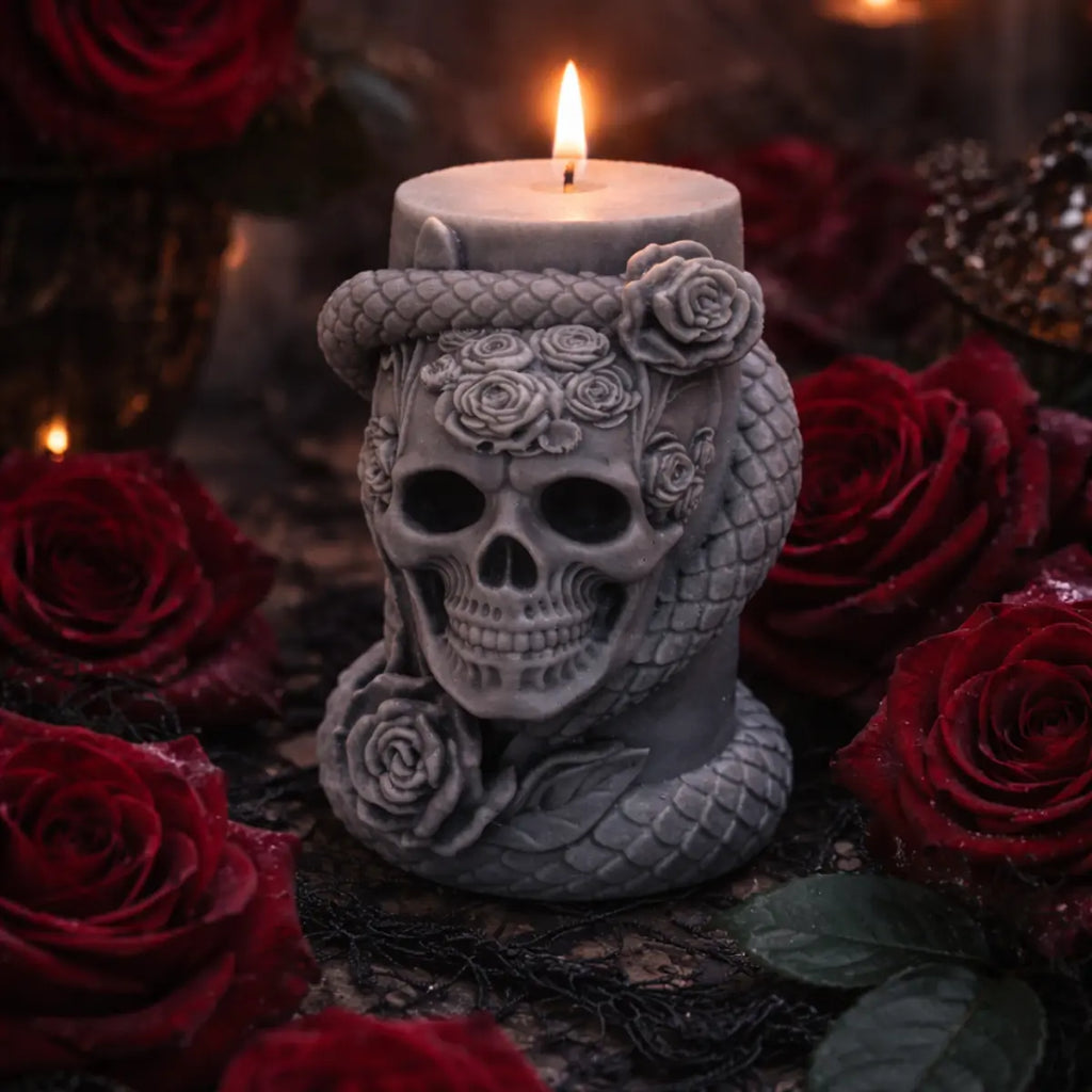 Sojawachs Duftkerze mit Vanilleduft Totenkopf Schlange Halloween Kerze Aromakerze online kaufen