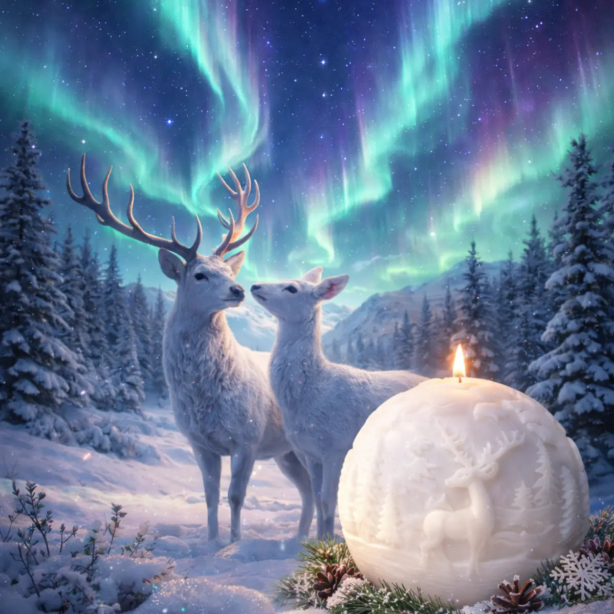 Sojawachs Duftkerze mit Vanilleduft Walddeko mit Hirsch Motiv dekorative Aromakerze online bestellen