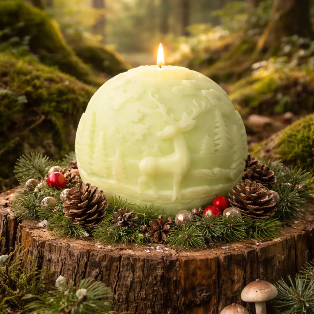 Sojawachs Duftkerze mit Vanilleduft Waldszene Relief mit Hirsch dekorative Aromakerze online bestellen