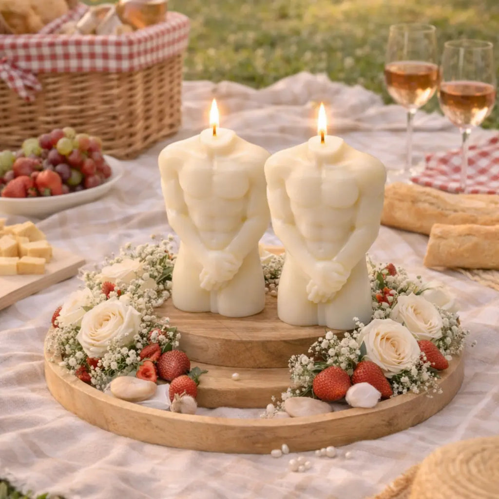 Sojawachs Duftkerzen 2er Set mit Vanilleduft Torso Design dekorative Aromakerzen online kaufen
