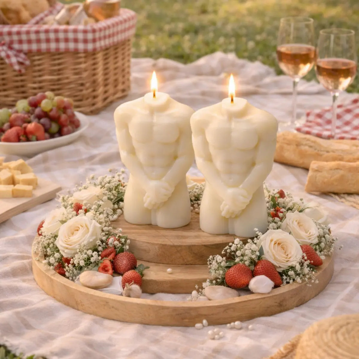 Sojawachs Duftkerzen 2er Set mit Vanilleduft Torso Design dekorative Aromakerzen online kaufen